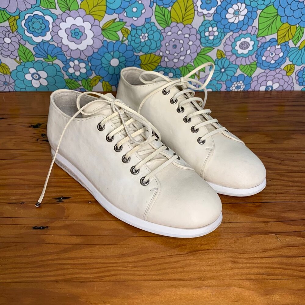 Measponte Cream Leather Lace Up Shoes Size:38